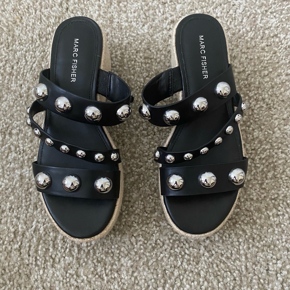 Marc Fisher Black Strappy Platform Sandals